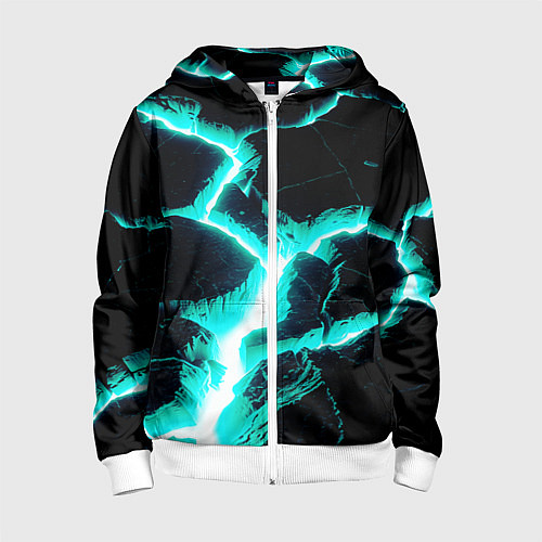 Детская толстовка на молнии Color light blue black / 3D-Белый – фото 1