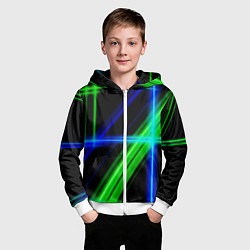 Толстовка на молнии детская Color blue black green, цвет: 3D-белый — фото 2