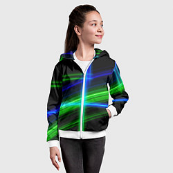 Толстовка на молнии детская Color blue black green, цвет: 3D-белый — фото 2