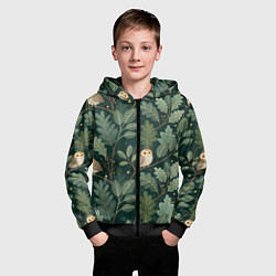 Толстовка на молнии детская Совы в лесу, цвет: 3D-черный — фото 2