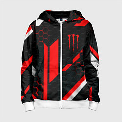 Толстовка на молнии детская Monster energy sport geometry, цвет: 3D-белый