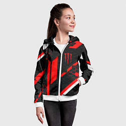 Толстовка на молнии детская Monster energy sport geometry, цвет: 3D-белый — фото 2