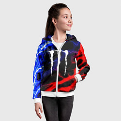 Толстовка на молнии детская Monster energy молнии неон, цвет: 3D-белый — фото 2