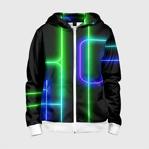 Детская толстовка на молнии Color blue black green stripe / 3D-Белый – фото 1
