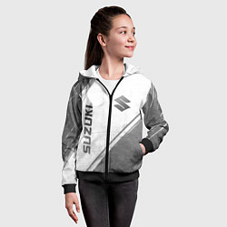 Толстовка на молнии детская Suzuki - white gradient вертикально, цвет: 3D-черный — фото 2