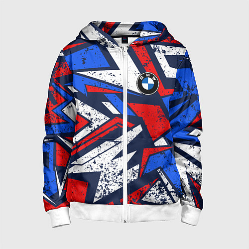 Детская толстовка на молнии BMW - m colors / 3D-Белый – фото 1