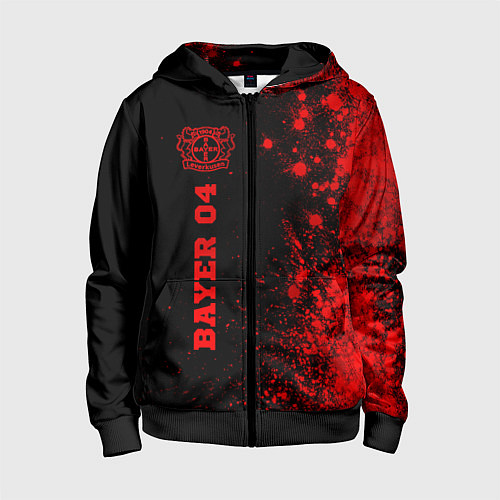 Детская толстовка на молнии Bayer 04 - red gradient по-вертикали / 3D-Черный – фото 1