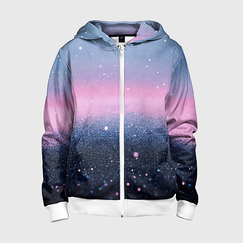 Детская толстовка на молнии Восход с блестками - текстура / 3D-Белый – фото 1