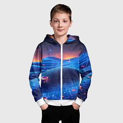 Толстовка на молнии детская Синяя дюна - текстура, цвет: 3D-белый — фото 2