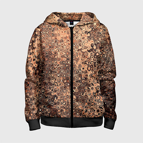 Детская толстовка на молнии Светлый коричневый абстрактная текстура / 3D-Черный – фото 1