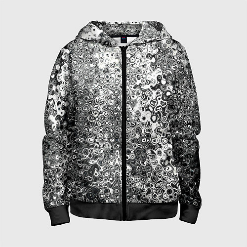 Детская толстовка на молнии Чёрно-белый абстрактная текстура / 3D-Черный – фото 1