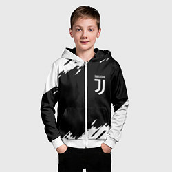 Толстовка на молнии детская Juventus краски штрихи, цвет: 3D-белый — фото 2