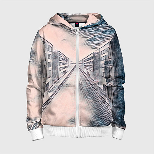 Детская толстовка на молнии Сумрачный город / 3D-Белый – фото 1