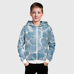 Толстовка на молнии детская Лазурная водная гладь текстура, цвет: 3D-белый — фото 2