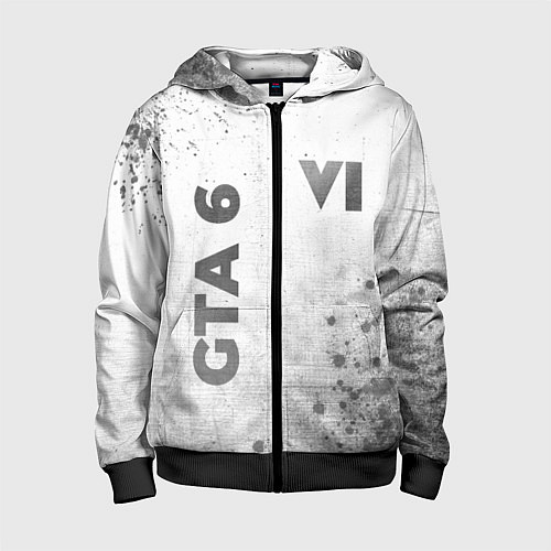 Детская толстовка на молнии GTA 6 - white gradient вертикально / 3D-Черный – фото 1
