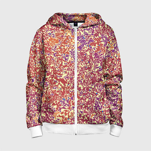 Детская толстовка на молнии Оранжево-розовый пёстрый паттерн мелкий рисунок / 3D-Белый – фото 1