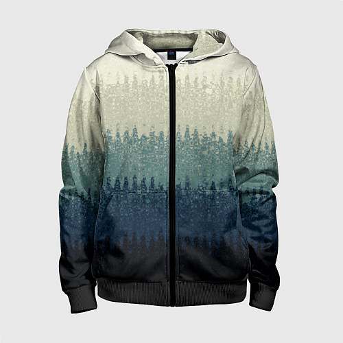 Детская толстовка на молнии Серо-синий градиент текстурированные полосы / 3D-Черный – фото 1