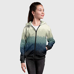 Толстовка на молнии детская Серо-синий градиент текстурированные полосы, цвет: 3D-черный — фото 2