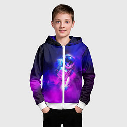 Толстовка на молнии детская Космонавт среди облаков, цвет: 3D-белый — фото 2