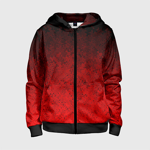 Детская толстовка на молнии Чёрно-красный текстурный градиент / 3D-Черный – фото 1