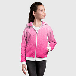 Толстовка на молнии детская Розовый градиент с узором, цвет: 3D-белый — фото 2