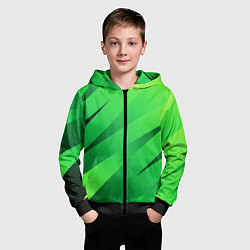 Толстовка на молнии детская Сочный зелёный абстрактные полосы, цвет: 3D-черный — фото 2