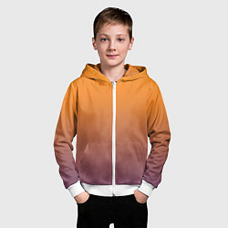 Толстовка на молнии детская Градиент оранжевый в фиолетовый мелкий ромбик, цвет: 3D-белый — фото 2