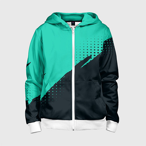 Детская толстовка на молнии Color black light blue / 3D-Белый – фото 1