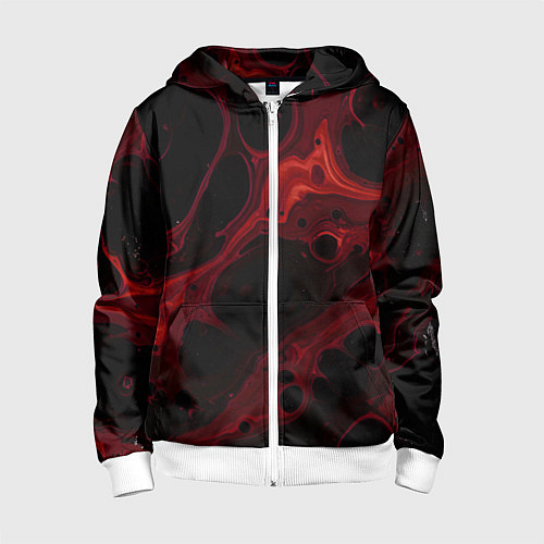 Детская толстовка на молнии Черно-красная размытая абстракция / 3D-Белый – фото 1