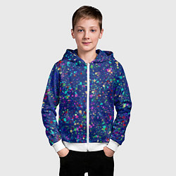Толстовка на молнии детская Синий с разноцветными брызгами, цвет: 3D-белый — фото 2
