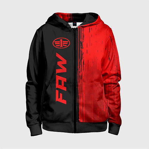 Детская толстовка на молнии FAW - red gradient по-вертикали / 3D-Черный – фото 1