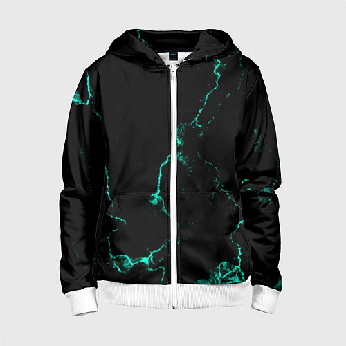 Детская толстовка на молнии Color black turquoise / 3D-Белый – фото 1