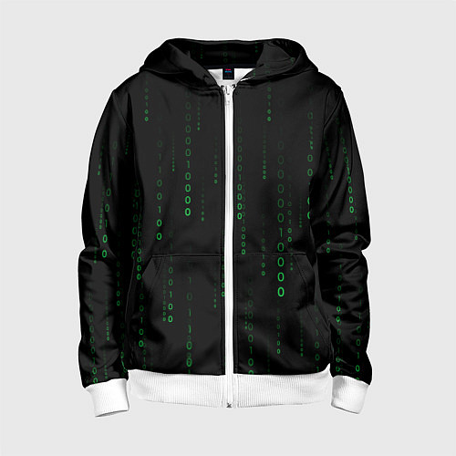Детская толстовка на молнии Color black green / 3D-Белый – фото 1