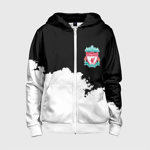 Детская толстовка на молнии Liverpool черно белый / 3D-Белый – фото 1
