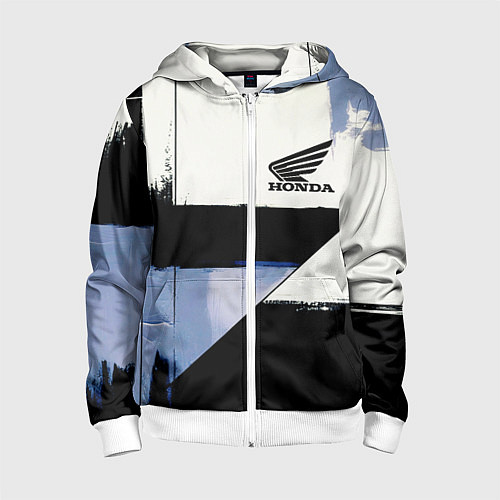 Детская толстовка на молнии Honda логотип / 3D-Белый – фото 1
