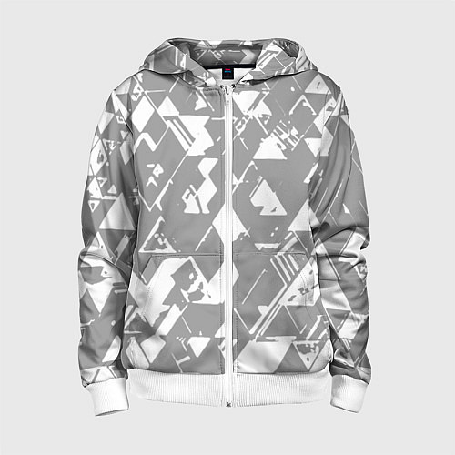 Детская толстовка на молнии Светлый серый геометричный паттерн / 3D-Белый – фото 1