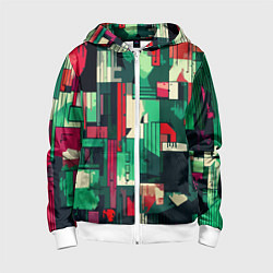 Детская толстовка на молнии Абстракция красно-зелёный геометричный