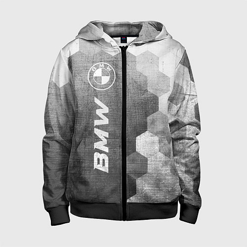 Детская толстовка на молнии BMW - grey gradient по-вертикали / 3D-Черный – фото 1