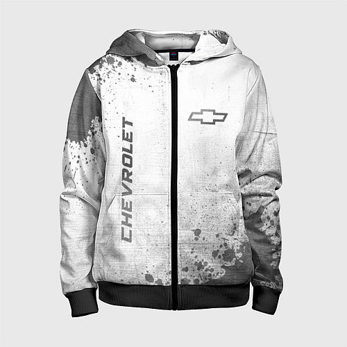 Детская толстовка на молнии Chevrolet - white gradient вертикально / 3D-Черный – фото 1