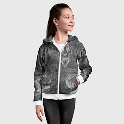 Толстовка на молнии детская Черепа динозавров - эскиз, цвет: 3D-белый — фото 2