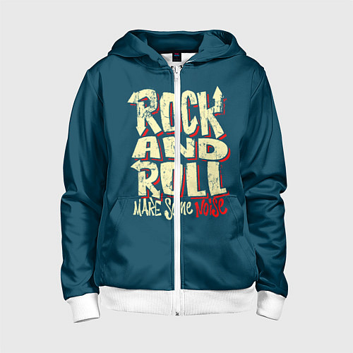 Детская толстовка на молнии Рок н ролл шум / 3D-Белый – фото 1