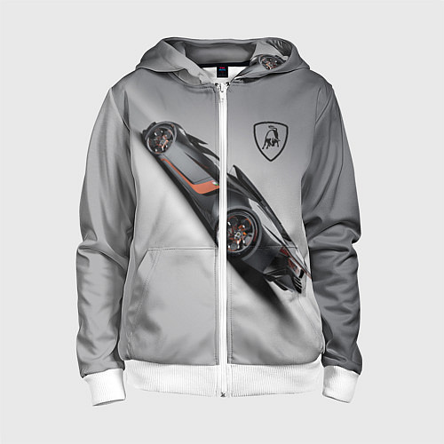 Детская толстовка на молнии Lamborghini - racing car / 3D-Белый – фото 1