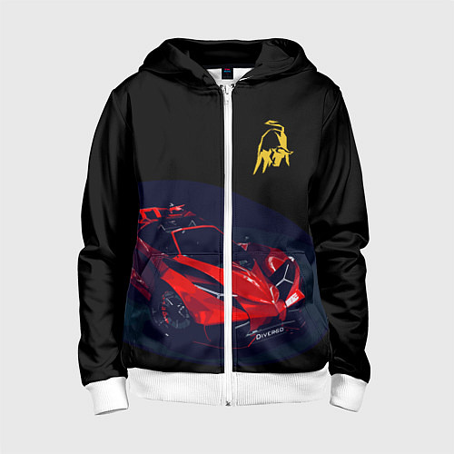 Детская толстовка на молнии Lamborghini Diverso - motorsport / 3D-Белый – фото 1