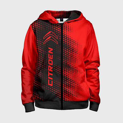Детская толстовка на молнии Citroen - red gradient по-вертикали / 3D-Черный – фото 1