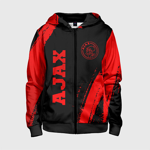 Детская толстовка на молнии Ajax - red gradient вертикально / 3D-Черный – фото 1