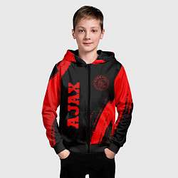 Толстовка на молнии детская Ajax - red gradient вертикально, цвет: 3D-черный — фото 2