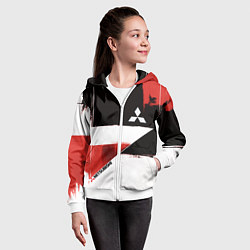 Толстовка на молнии детская Митсубиси логотип, цвет: 3D-белый — фото 2