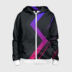 Толстовка на молнии детская Color black line, цвет: 3D-белый