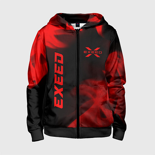 Детская толстовка на молнии Exeed - red gradient вертикально / 3D-Черный – фото 1