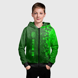 Толстовка на молнии детская AC Milan - green gradient по-вертикали, цвет: 3D-черный — фото 2